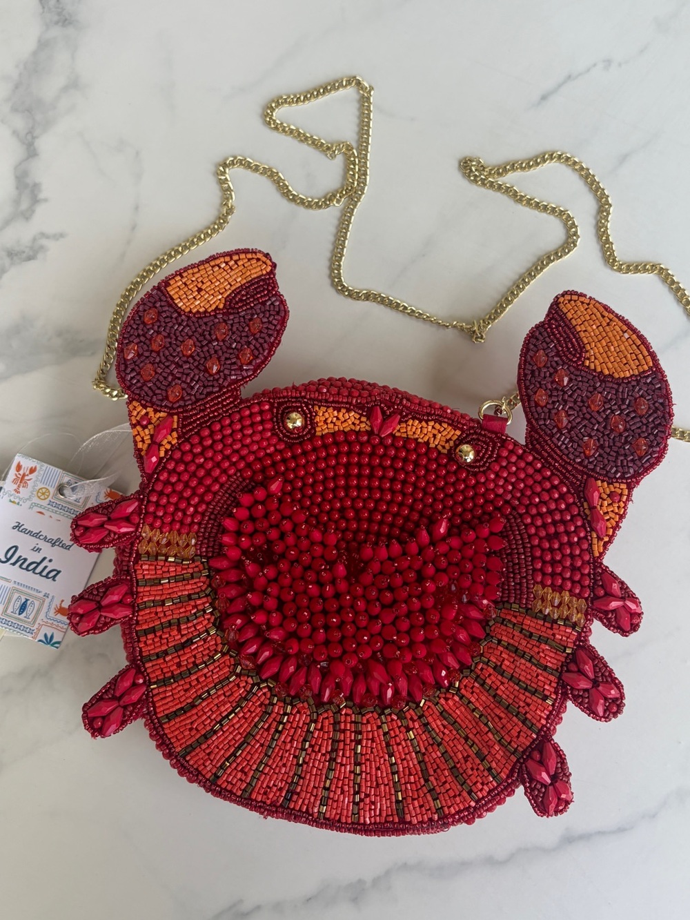 Red Crab Beaded Crossbody Bag - Viral, New